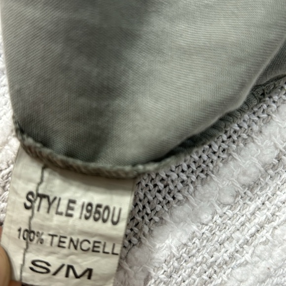 Tempo Paris 100% Tencel Army Green Utility Shirt Stars S/M Adjustable Sleeves - Picture 13 of 13